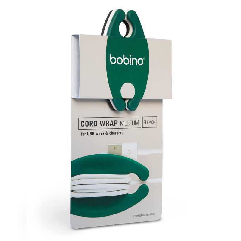 Bobino Cord Wrap & Organizer | Desk Cable Management | Medium 3 Pack - Image 1